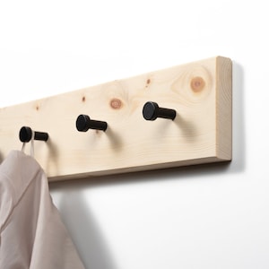 Coat Rack Wood Coat Hooks Coat Stand Wall Hooks Wardrobe Zirbe Haken schwarz