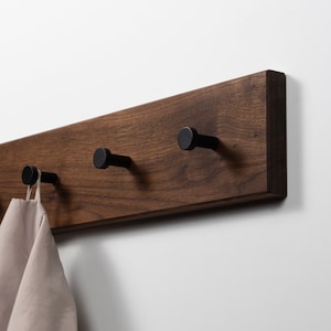 Coat Rack Wood Coat Hooks Coat Stand Wall Hooks Wardrobe Nuss Haken schwarz