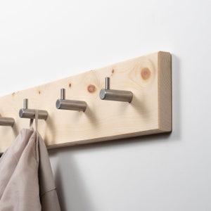 Coat Rack Wood Coat Hooks Coat Stand Wall Hooks Wardrobe Zirbe - Haken silber