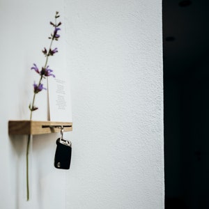 Wooden Key Holder with Vase for Flowers I Key Hooks Wall Decoration Board with Shelf
