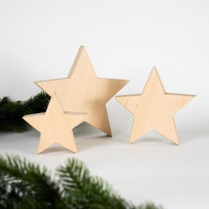 Stella in legno di faggio naturale | Stella decorativa in legno | 12/16/21 cm | Levigata e massiccia | Stella di Natale | Decorazione in legno | Singola e in set