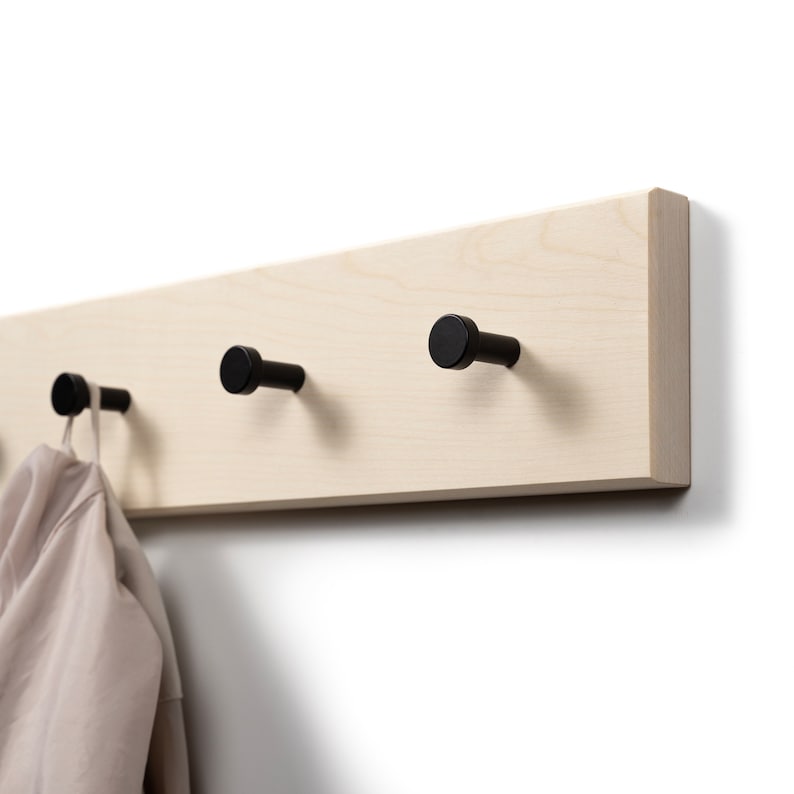 Coat Rack Wood Coat Hooks Coat Stand Wall Hooks Wardrobe Ahorn  Haken schwarz