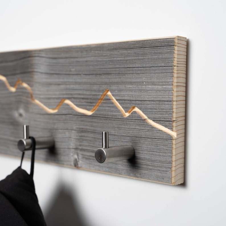 Coat Rack mountain contour I old wood I Coat Hooks Wardrobe I wall mounted rack zdjęcie 3