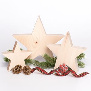 Set 3 stelle in legno Zirbe 12/16/21 cm – Decorazioni natalizie naturali | Stella legno artigianale | Deco invernale stile nordico
