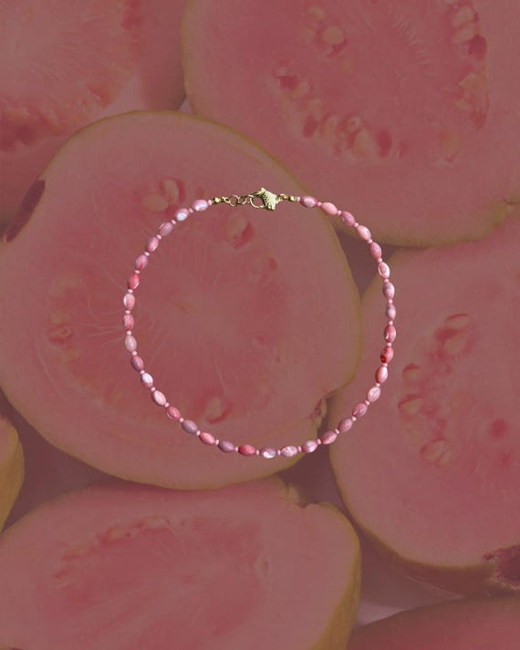 STRANDED “Guava” Necklace | Coral Pink Mother of Pearl Strand | 24k Gold Filled Koi Fish Clasp | Summer Beaded Necklace