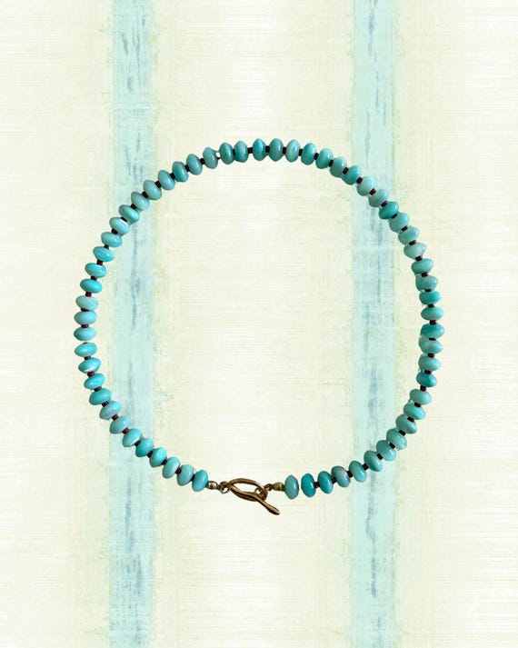 Aqua Blue MOP & Red Strand Necklace