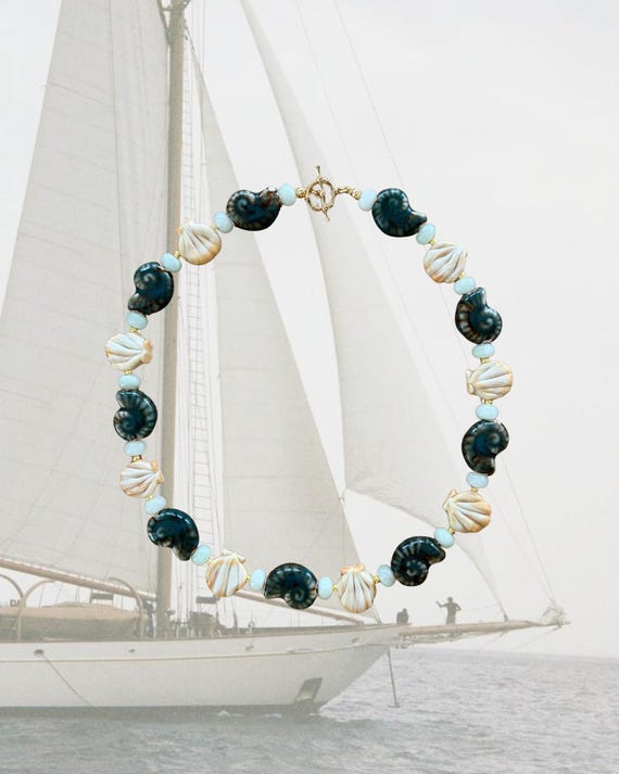 Barnacle | Green Snail Shell Necklace | Coastal Jewelry | REEL BLUES | Ocean Inspired Jewelry | Waq & Wire