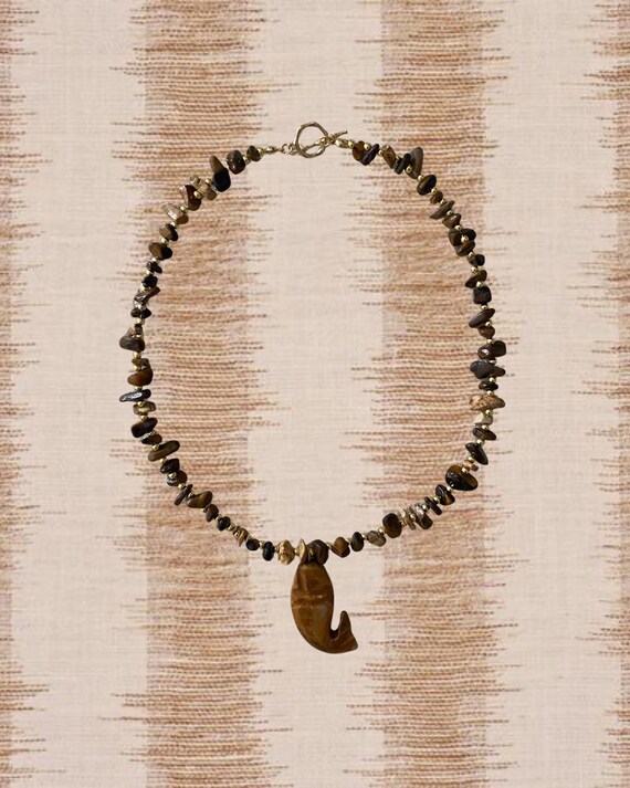 Irregular Pebble Fish Necklace | Handmade Coastal Jewelry