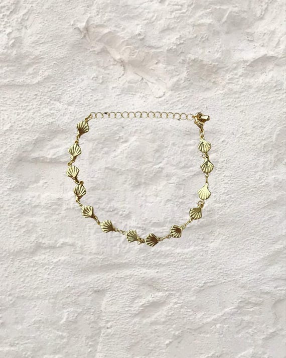 Shimmering Stone | 18k Gold Shell Chain Layering Bracelet | Salted Stone