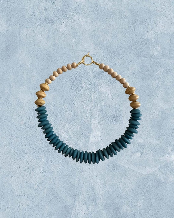 Teal Tide – Classic Strand | The Coastal Heirloom Edit | Blue African Fair Trade Glass Bead Necklace
