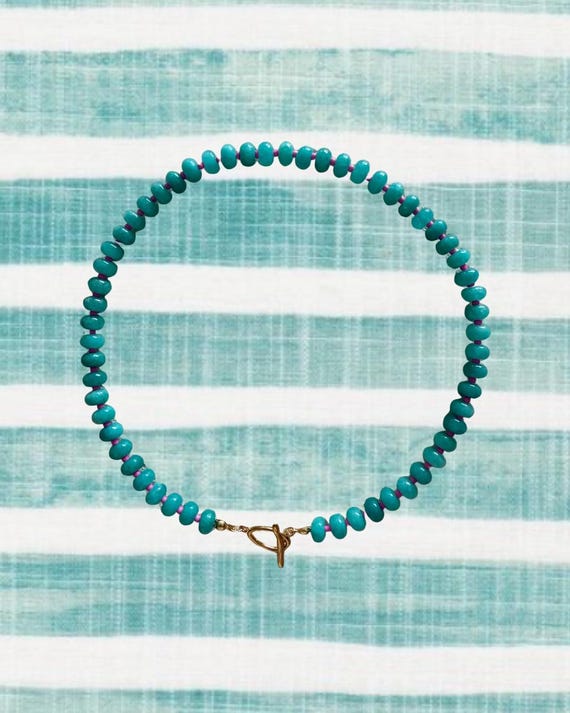 Turquoise & Hot Pink Strand Necklace
