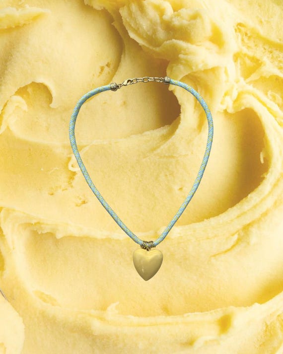 Puffy Yellow Heart With Yellow Green Cord | Sherbet Summer