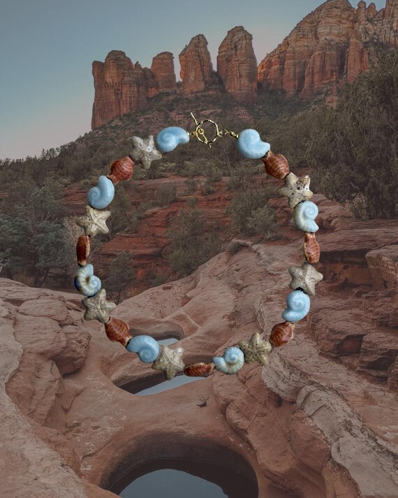 Hidden Lagoon Necklace | Ceramic Fish, Shell & Starfish Beaded Necklace | Beach-Inspired Jewelry | Summer in Sedona