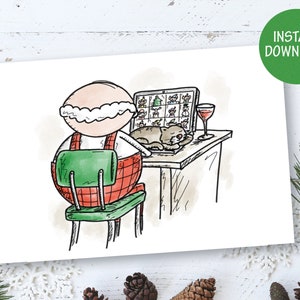 Zoom Meeting Santa Christmas Card - Téléchargement numérique