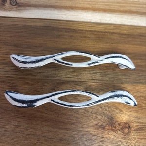 SETS of Shabby chic distressed solid metal handles pulls dresser drawer pulls 4.5&quot; wide screws included farmhouse cabin cottage decor white