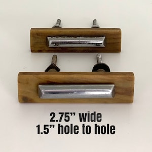SET of TWO Mid century reclaimed hardware MCM vintage drawer handle dresser pulls 2.75&quot; wide includes mounting hardware 1.5&quot; hole to hole
