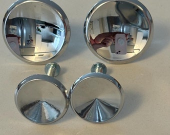 Set of Two Reclaimed Silver Round Metal Knobs, Cabinet Hardware