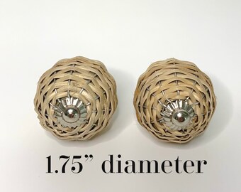 Rattan Wicker Drawer Pulls, Boho Coastal Cabinet Knobs (Set of 2 or 4)