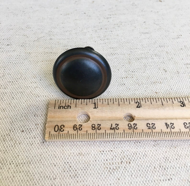 SET OF TWO Antiqued burnished dark brown metal pull handle cupboard pull cabinet knob drawer pull includes screw 1.25 diameter handle