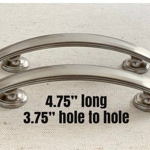 SETS of HANDLES Heavy Chrome Cabinet Pulls silver satin cupboard handles dresser drawer pulls nightstand 4.75&quot; long includes screws
