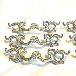 Vintage French Provincial Drawer Handles, SETS OF Pulls Gold  & White, Hollywood Regency Shabby Chic 4.5" wide comes with screws