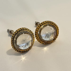Set of 4: Gold Metal & Mirrored Glass Cabinet Knobs