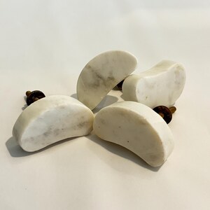 White Quartz Kidney Bean Drawer Knobs, Set of 4