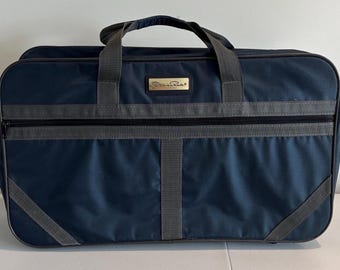 Oscar de la Renta Vintage Duffle Bag, Blue & Gray Weekender