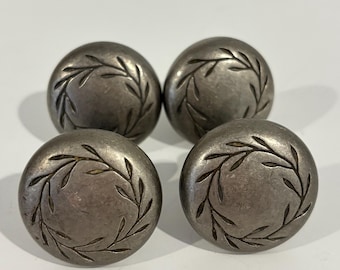 Boutons d'armoire ronds en métal pour couronne de laurier de récupération — Finition argentée, jeux de vis pour poignées inclus