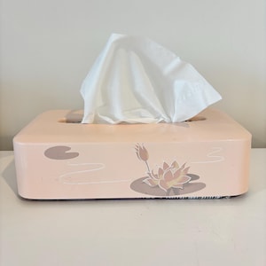 Vintage McGregor 1960's Lotus flower pastel pink tissue box cover made in Japan image 1