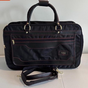 Vintage IMPALA Black Travel Bag top handles & removable strap exterior pocket