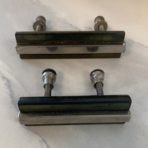 SET of TWO MCM mid century vintage drawer handles pulls size 3&quot; and 2.25&quot; handles pull reclaimed hardware antique includes mounting hardware