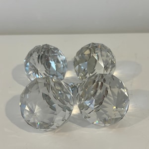 Set of 4 Faceted Glass Knobs, Gold Accent, 1.5" Diameter