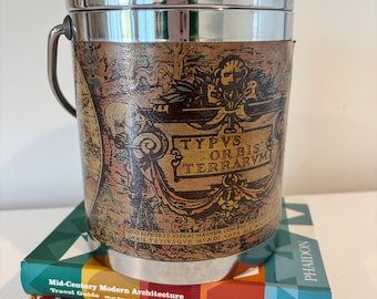 Vintage mid century world map ice bucket TYPUS ORBIS TERRARUM made in Japan 6.5"