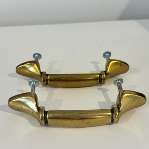 Conjunto de 2 puxadores vintage em latão, puxadores de metal maciço de 11,4 cm (4,5")
