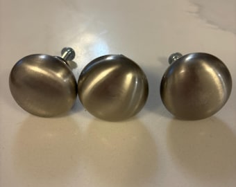 Reclaimed Silver Tone Metal Knobs, Set of 3, Cabinet Dresser Hardware