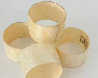 Ensemble de ronds de serviette Capiz vintage : décor de plage nacrée