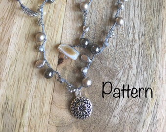 Bead Crocheted Necklace with Pendant Photo-Tutorial Pattern