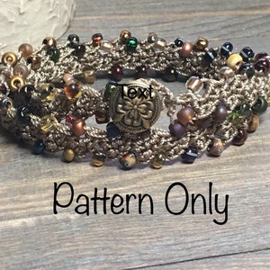 DIY Boho Style Bead Crochet Wrap Bracelet Pattern; Unisex Jewelry; Double Wrap Lace Crochet Beaded Bracelet Pattern; Wrap Bracelet