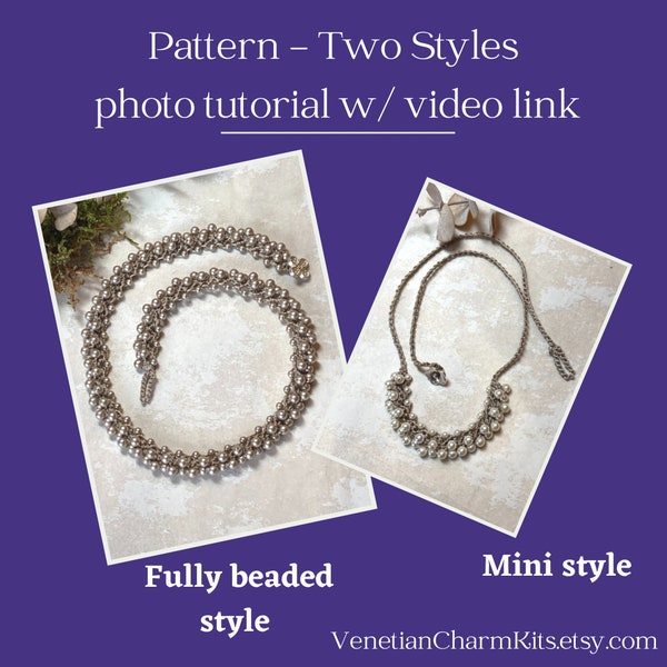 Crochet Pattern; Crochet Jewelry Making Pattern; Trefoil Bead Crochet Necklace Pattern; Photo-Tutorial; Bead Crochet Pattern; PDF