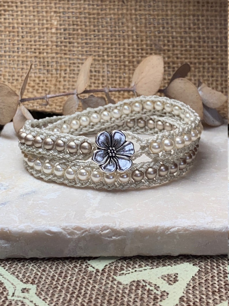 DIY Crochet Wrap Bracelet Pattern Photo Tutorial Single to Etsy