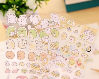 Hoja de pegatinas Sumikko Gurashi japonesas kawaii para la vuelta al cole, para diario, scrapbooking y niños