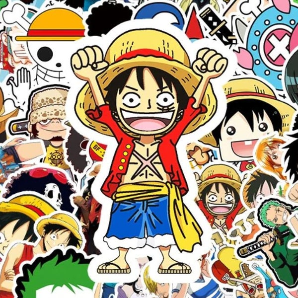 10/25/50 pcs One Piece Japanese Cartoon Anime Decal Waterproof Vinyl Handmade Stickers For Laptop Suitcase Kids Girls Bottles Teens D04-50M