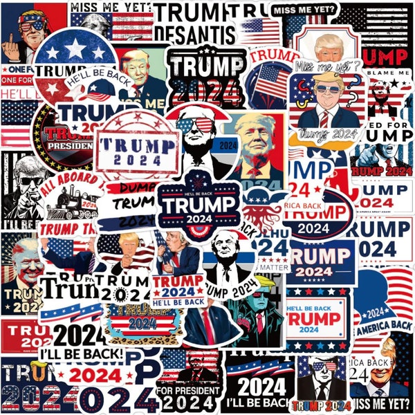 10/20/40 Pcs Donald Trump President Patriotic Election 2024 American Flag Fun Stickers For Laptop Helmet Mug Planner Water Bottle Tablet