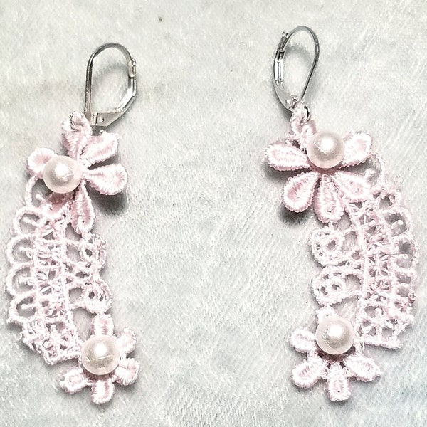 Lace Earrings, Choose your style, Daisy Earrings, Daisy Lace Earrings, Black Pink or White