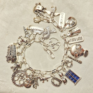 Doctor Who charm bracelet, colorful charm bracelet,  beaded charm bracelet