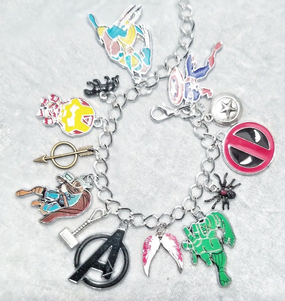 Marvel Bracelet, Superheroes Charm Bracelet, Colorful Charm