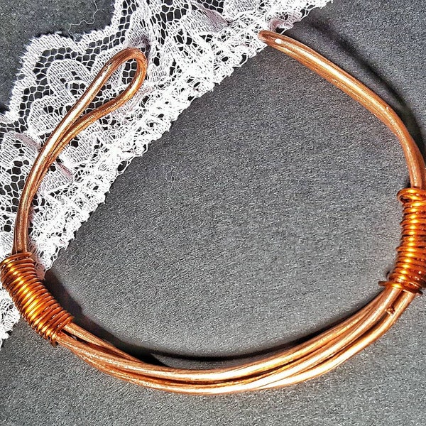 Copper wire wrapped bracelet, twisted copper bracelet, copper bangle bracelet, recycled wire, recycled jewelry, copper cuff, copper metal