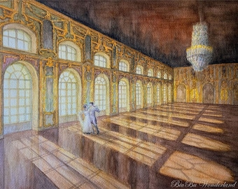 War and Peace Watercolor Print: Natasha and Andrei Dance Scene, Leo Tolstoy