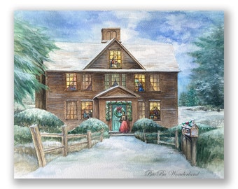 Little Women Watercolor Print: Marmee is home! Louisa May Alcott, Christmas Home Giclee